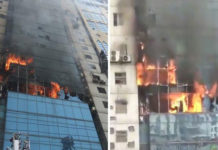 Пожар в Бангладеше: люди выпрыгивают из окон чтобы спастись (видео)